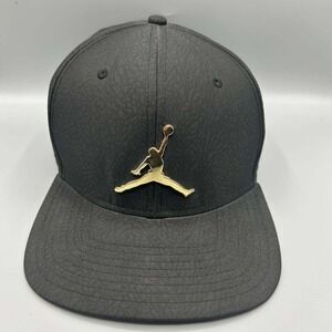 Air Jordan Hat Men Black Metal Logo Cement Elephant Jumpman Snap Back Cap